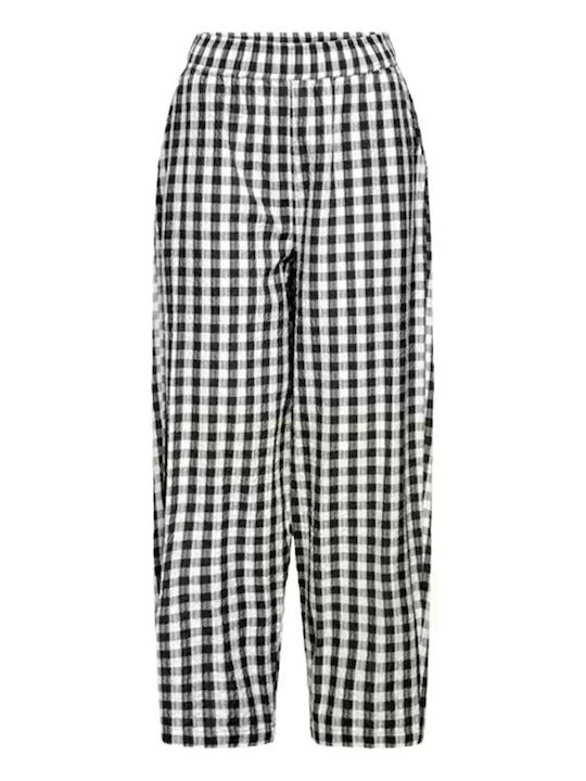 Γυναικείο Υφασμάτινο Παντελόνι Καρό Black/white Check