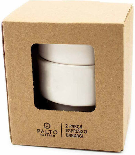 SteweHome Set Ceramic Beige Espresso Cups 90ml 2 Pieces