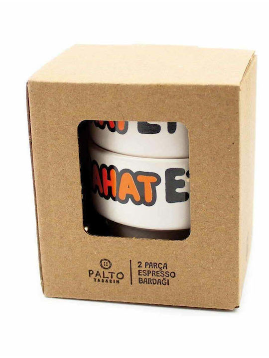 SteweHome Set Cesti Espresso Ceramice Bej 90ml 2 Bucăți