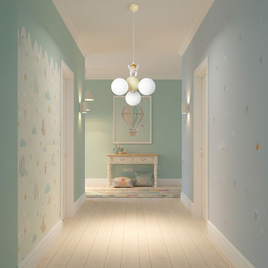 Alista Home Chandelier Kids Ceiling Light Pendant Metal with E27 Bulb Base White 30cm