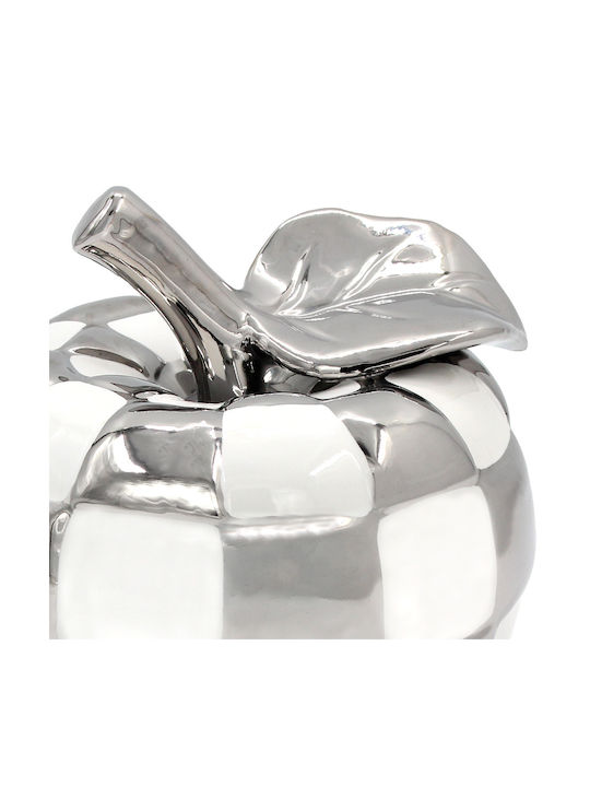 Decorative Ceramic Apple Φ16x16 In White Silver Keskor 78748-2