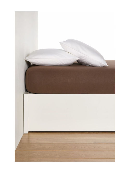 Living Home Σεντόνι Υπέρδιπλο με Λάστιχο 160x200+30εκ. Aschbraun