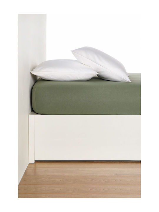 Living Home Double Bed Sheet With Rubber Hugger 160x200+30cm Blassgruen 0075