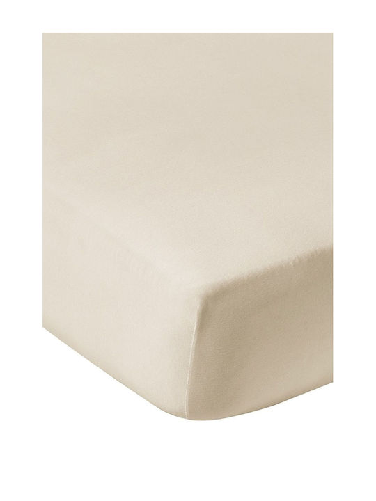 Living Home Super-Double Bed Sheet With Rubber Hugger 160x200+30cm Sand
