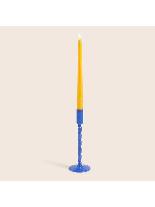 SteweHome Glass Candle Holder In Blue Colour 9x25x9cm