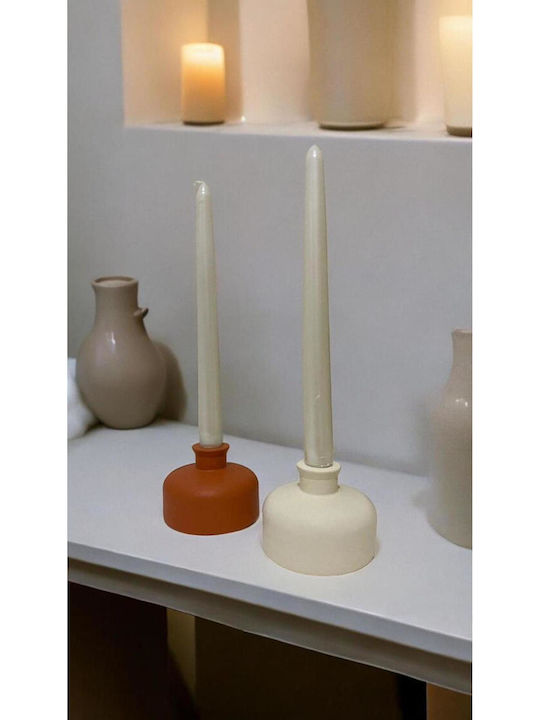 SteweHome Steinekerzenhalter in Orange Farbe 10x10cm