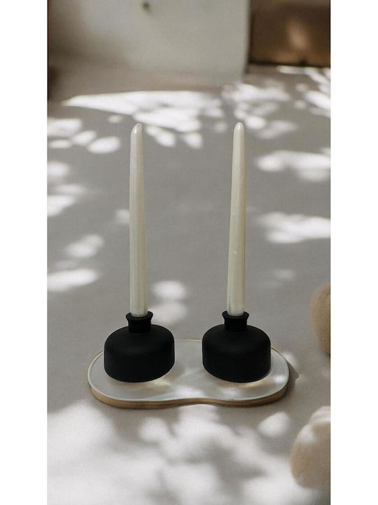 SteweHome Ceramic Candle Holder In Black Colour 10x10cm