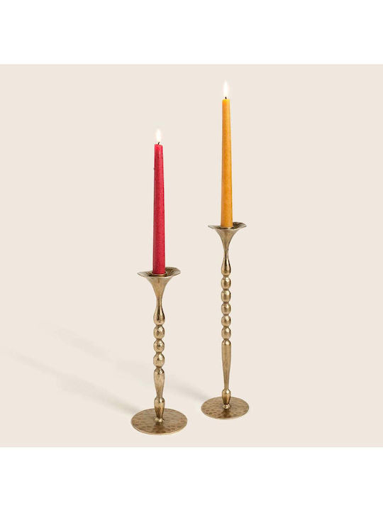 SteweHome Metal Candle Holder In Yellow Colour 9x26x9cm