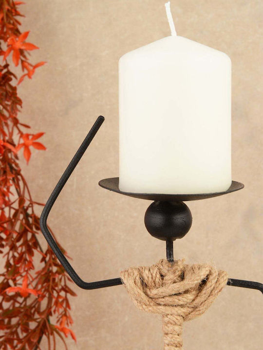 SteweHome Metal Candle Holder In Black Colour 11x12x11cm