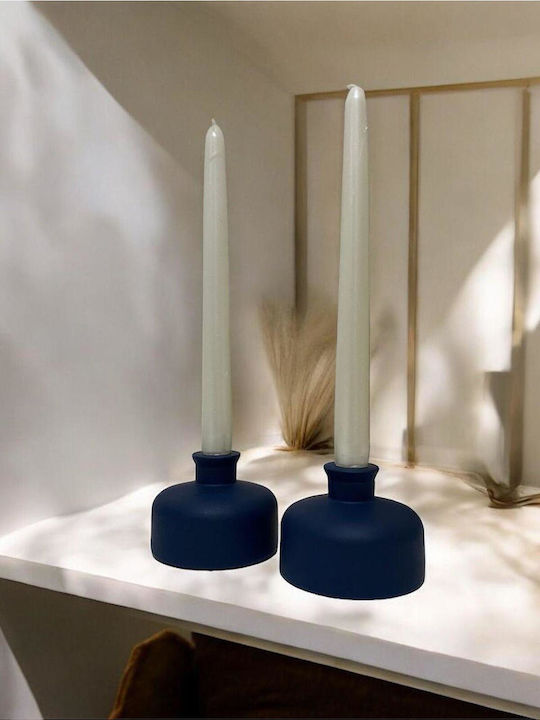 SteweHome Stone Candle Holder in Blue Colour 10x10cm