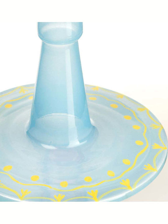 SteweHome Glass Candle Holder In Blue Colour 9x18cm