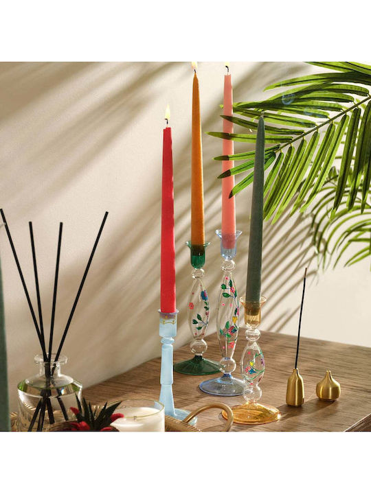 SteweHome Glass Candle Holder In Blue Colour 9x18cm