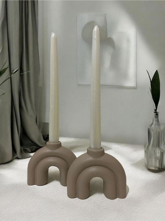 SteweHome Ceramic Candle Holder In Brown Colour 10x10cm