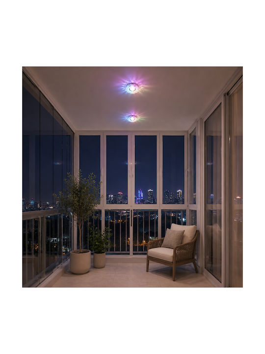 Alista Home Spot Rotund Din Sticlă De Tavan Cu LED Încorporat RGB Alb