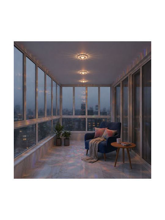 Alista Home Spot Rotund Din Sticlă Îngropat Cu LED Încorporat RGB Alb