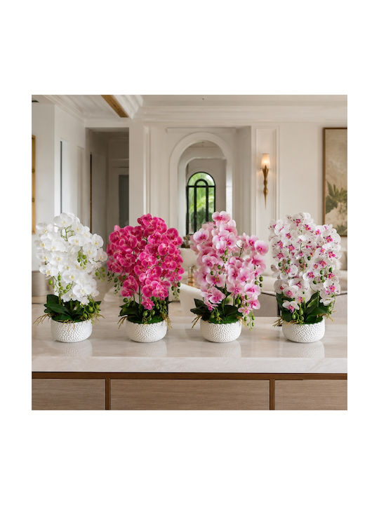 Dekorative Künstliche Orchidee 70cm Weiß Topfpflanze 87553-2