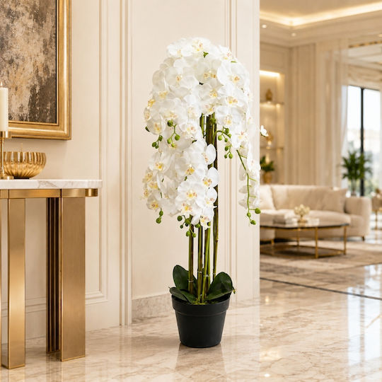 Künstliche Weiß Orchidee 120cm Topfpflanze 87554-2