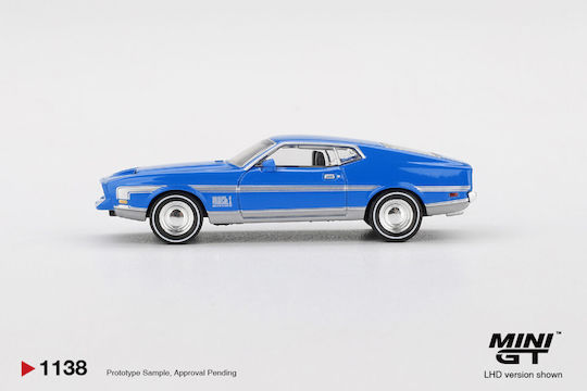 Model Mașină Ford Mustang Mach 1 Grabber Blue 1971 Scara 1:64 Mini GT MGT01138-L