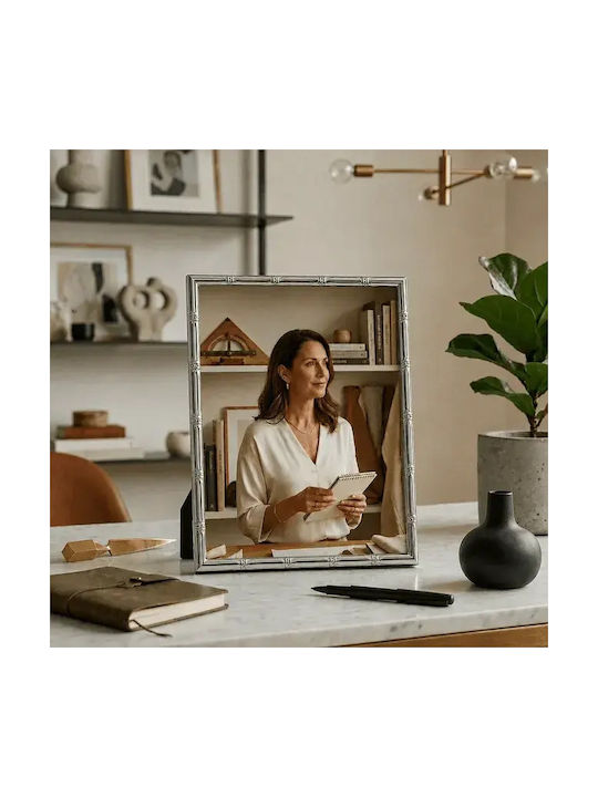 Wall-Mounted Metallic Photo Frame With Silver Frame