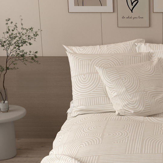 Charalambidis Textiles Шалтета Двойно От Памук И Полиестер Бежово 220x240см