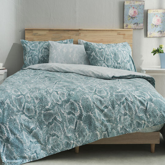 Charalambidis Textiles Шалтета Юпърдипло От Памук И Полиестер Тюркоазено 220x240см