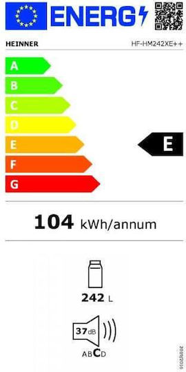 Heinner Ψυγείο Συντήρησης 242lt Υ143xΠ54.5xΒ55.5εκ. Inox HF-HM242XE++