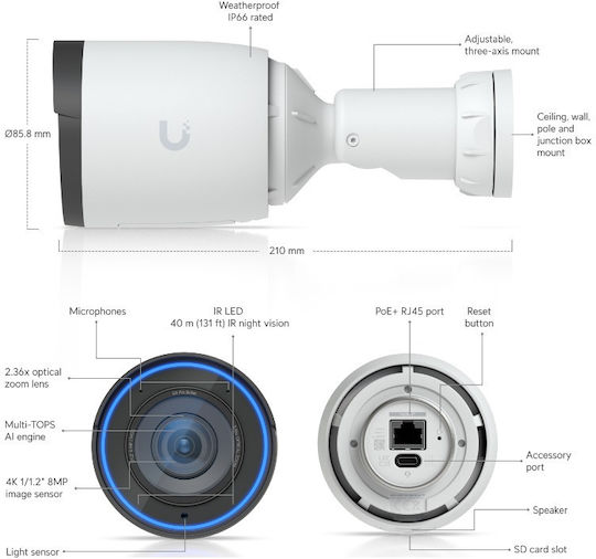 Ubiquiti G6 Pro IP Κάμερα Παρακολούθησης 4K Αδιάβροχη
