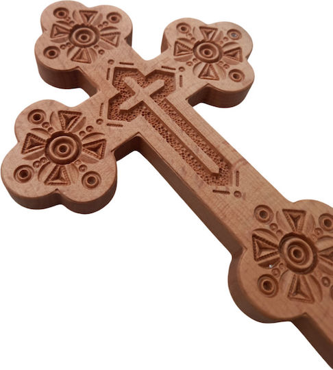 Wooden Carved Cross of Blessing 16.4 x 13 cm