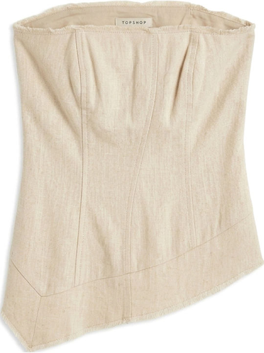 Women's Summer Crop Linen Beige Top