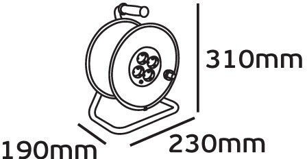 VK Lighting Extension Reel Cord 3 x 1.5mm²/40m Black