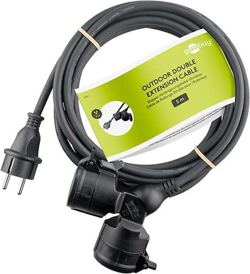 Goobay Waterproof Extension Cable Cord 3 x 1.5mm²/5m Black