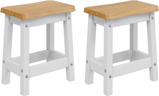 vidaXL Barhocker Hölzernes Weiß 2 Stück 40x29x45,5 cm