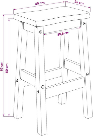 Скамейка Бар с Гръбнак Дървено Черно 2 Бройки 40x29x63см