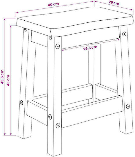 Скамейка Бар Дървена Черна 2 Бройки 40x29x45.5см