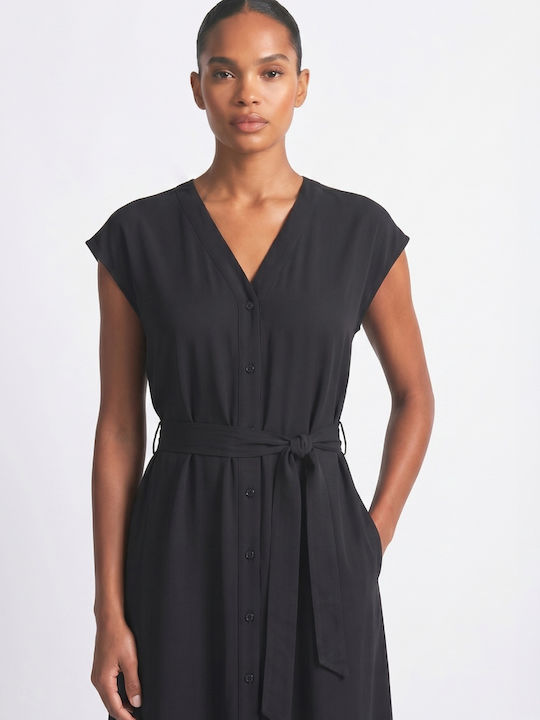 Sommer Midi Hemdkleid Schwarz
