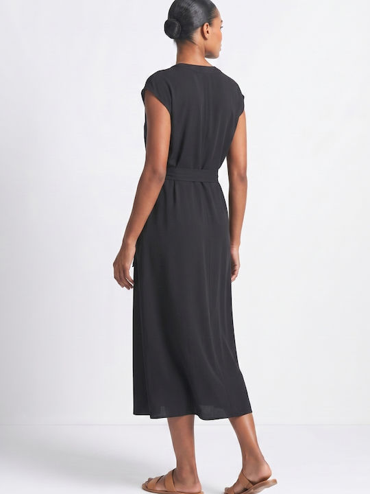 Sommer Midi Hemdkleid Schwarz