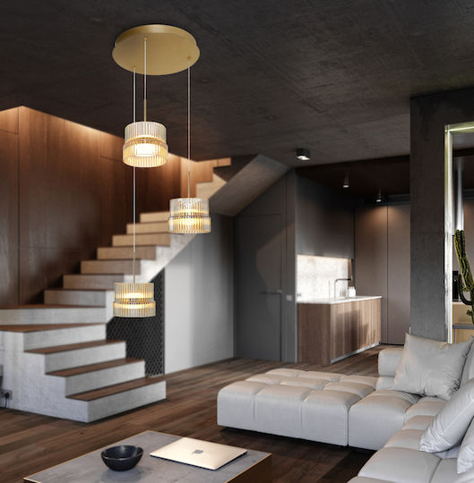 Viokef Luxe Κρεμαστό Φωτιστικό Μελί 400x400εκ.