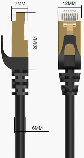 Orico Direct Attach Copper Cat.7 (10Gbps) Καλώδιο Δικτύου Ethernet εξωτερικού χώρου 3m Μαύρο