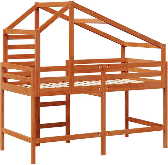 Kinderbett Koje Einzeln Braun für Matratze 90x190cm
