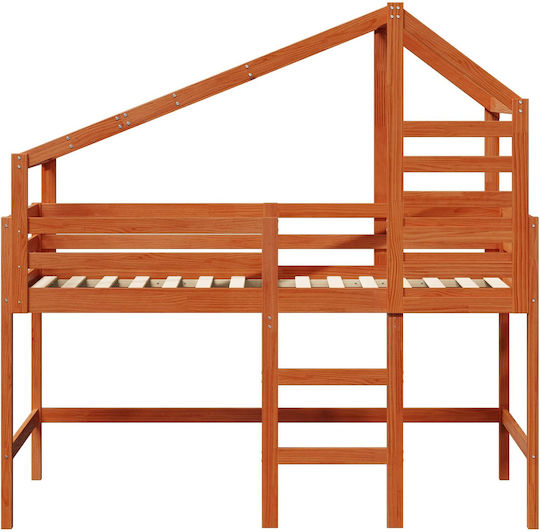 Kinderbett Koje Einzeln Braun für Matratze 90x190cm