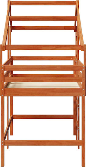 Kinderbett Koje Einzeln Braun für Matratze 90x190cm