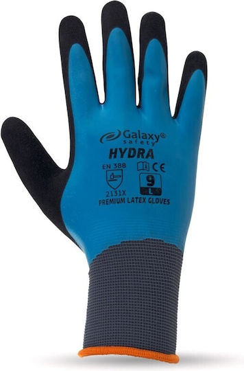 Galaxy Safety Solutions Αδιάβροχα Γάντια Εργασίας Μπλε Latex