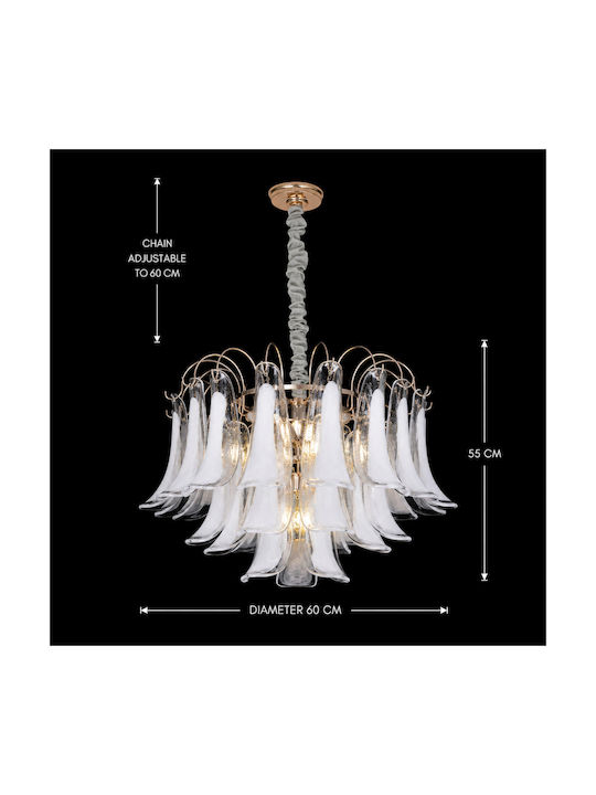 Alista Home Candelabru 7xE14 Ø60cm cu Cristale Alb AT1CT-IM1P-HT2L-CC5052/600WH