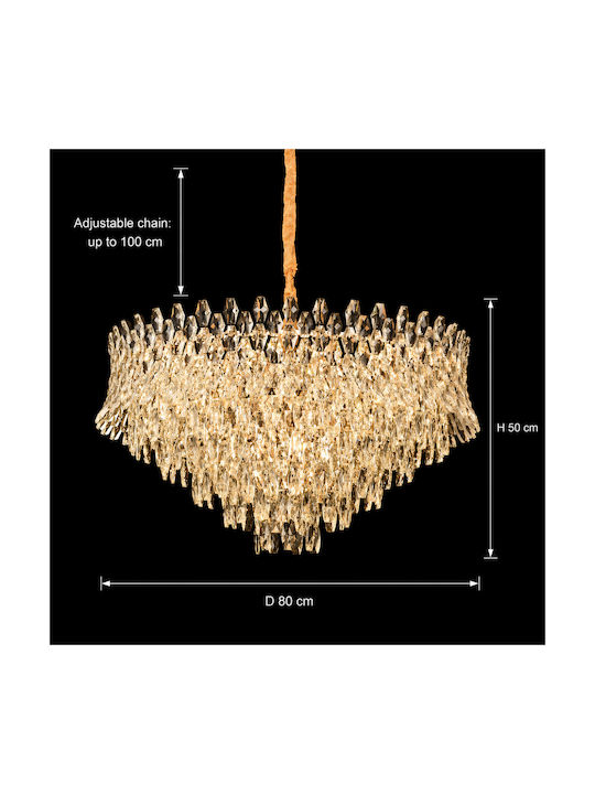 Alista Home Alista Home Kronleuchter 19xE14 Ø80cm mit Kristallen Gold Alista Home Alista Home Kronleuchter 19xE14 Ø80cm mit Kristallen Gold