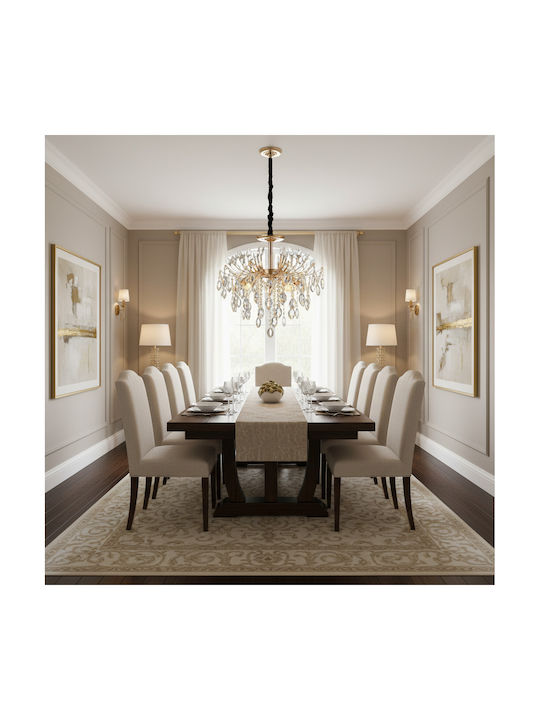 Alista Home Candelabru 5xE14 Ø50cm cu Cristale Auriu AT1CT-IM1P-HT2L-CC9313/5GD