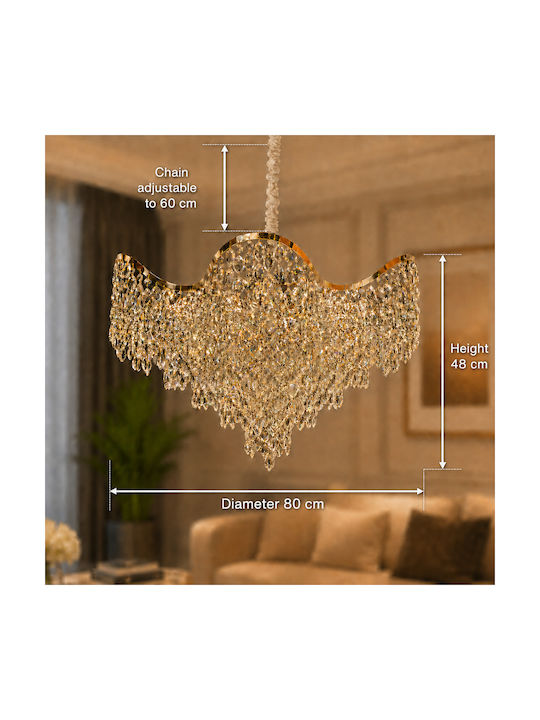Alista Home Candelabru 22xE14 Ø80cm cu Cristale Auriu AT1CT-IM1P-HT2L-CC5173/800GD