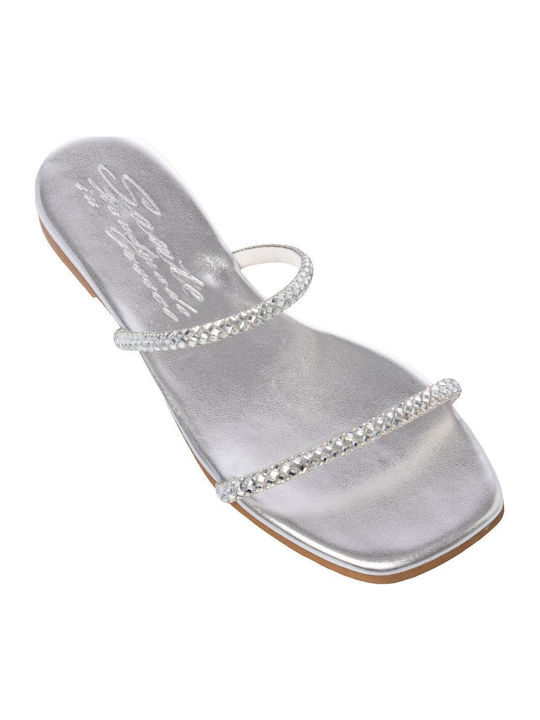 Damen Flache Sandalen Silber