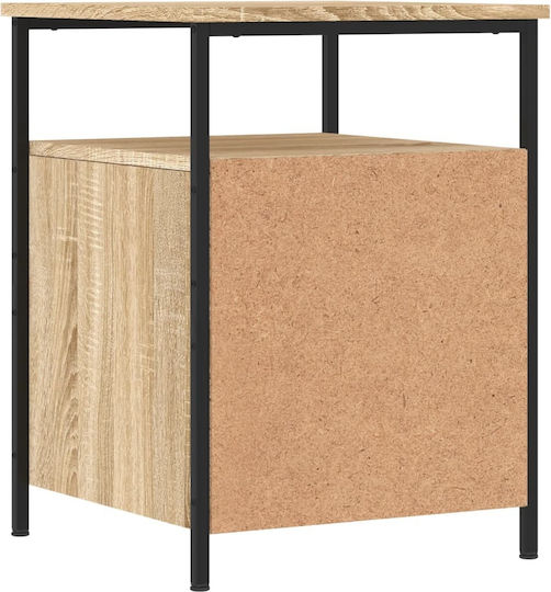Нощно Шкафче Дървено с Метални Крака Бежово 44x45x60см