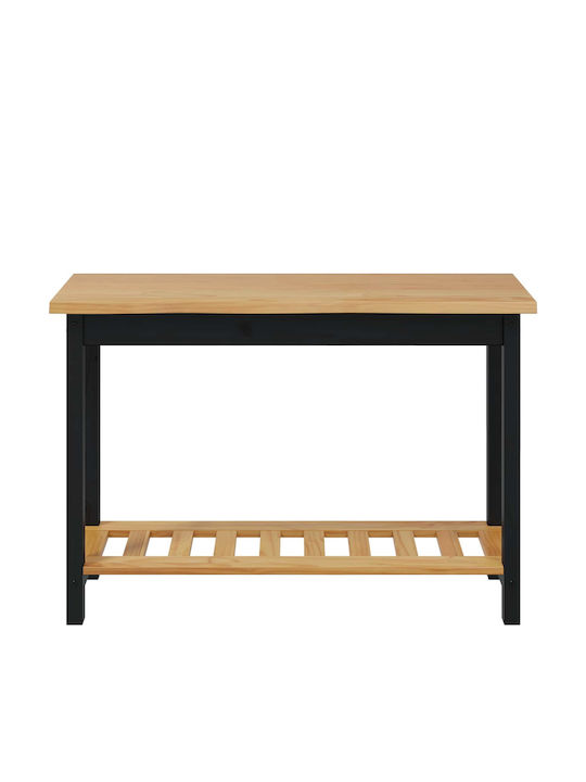 Solid Wood Console Black L112xW35xH76cm