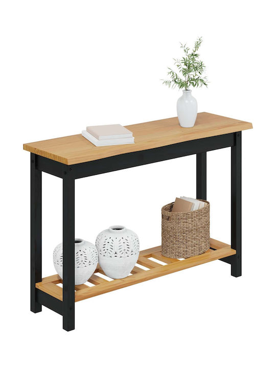 Solid Wood Console Black L112xW35xH76cm